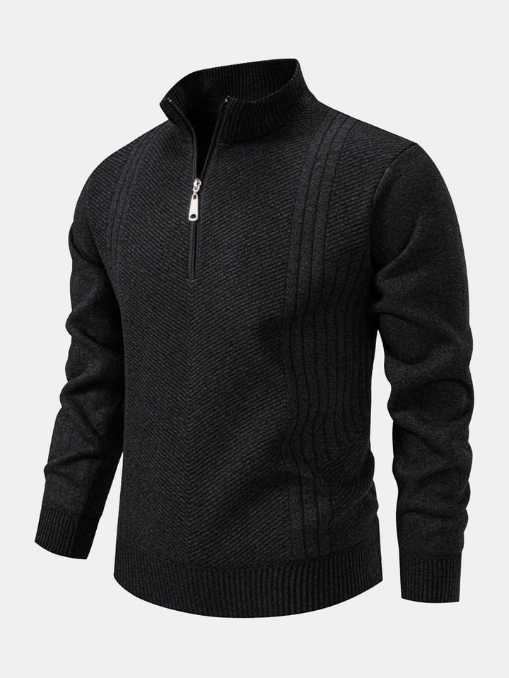 Stripe trui met kwart rits