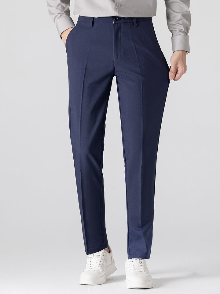 Contrast Textured Johnny Collar Knit Polo & Slim Fit Tapered Trousers