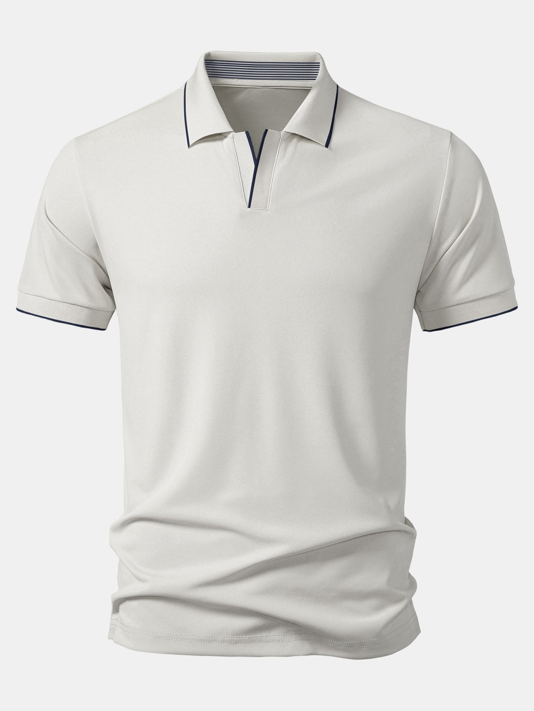 Contrast Trim Johnny Collar Polo