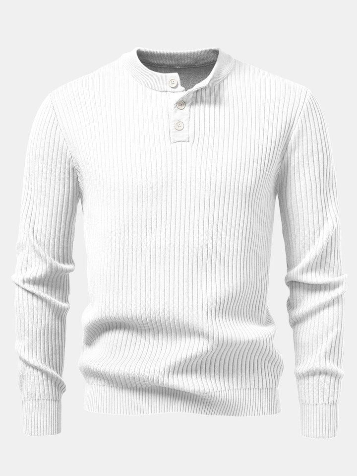 Geribbelde Henley Hals Trui