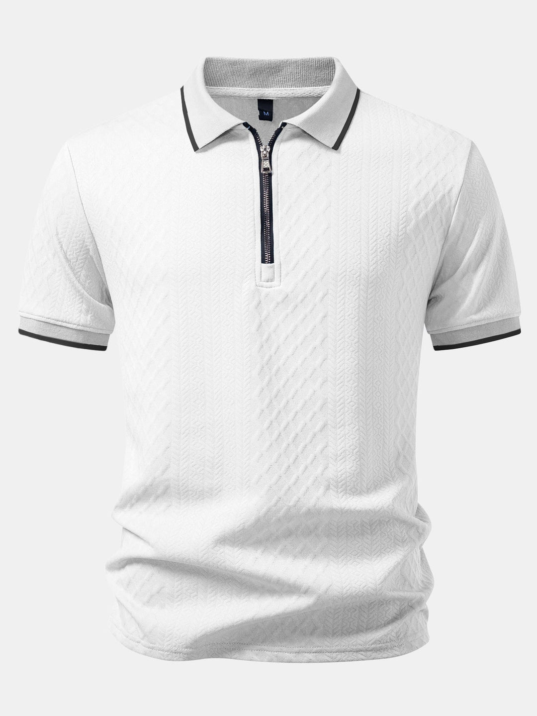Geometric Jacquard Zipper Polo