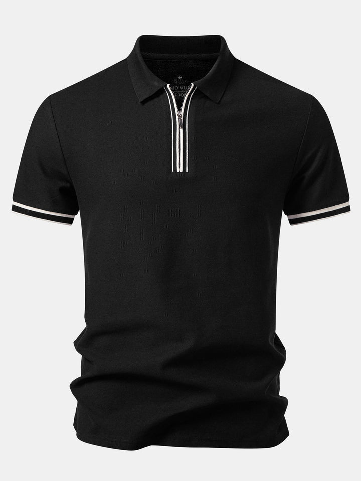 Contrast Trim Zipper Polo