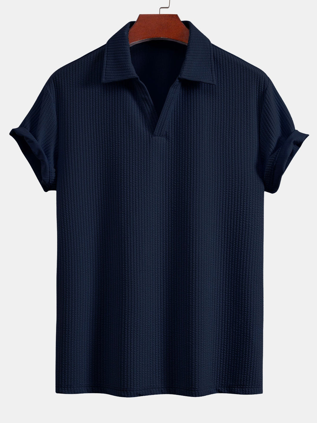 Korte Mouwen V-Hals Ribbel Polo & Rechte Ribbel Broek