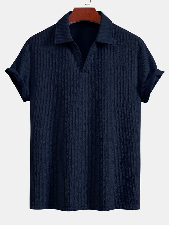 Korte Mouwen V-Hals Ribbel Polo & Rechte Ribbel Broek