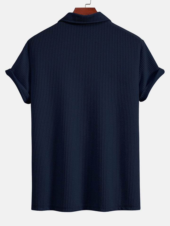 Korte Mouwen V-Hals Ribbel Polo & Rechte Ribbel Broek
