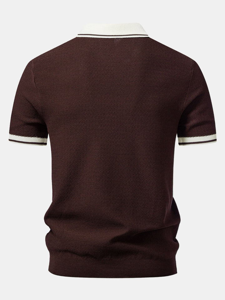 Contrast Zipper Knit Polo