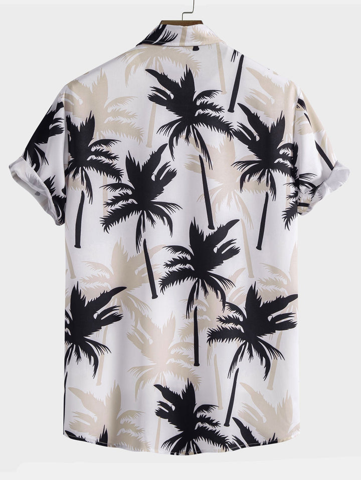 Palmboomprint Overhemd met Knopen & Zwemshorts