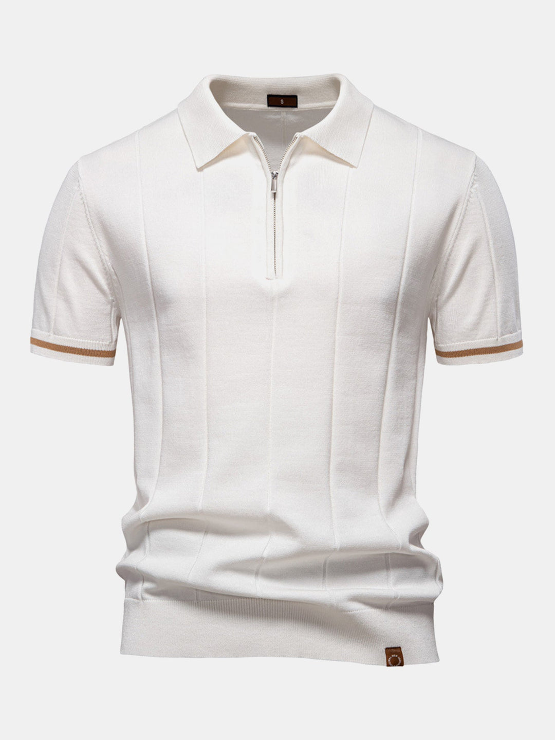 Contrast Trim Rits Gebreid Polo Shirt