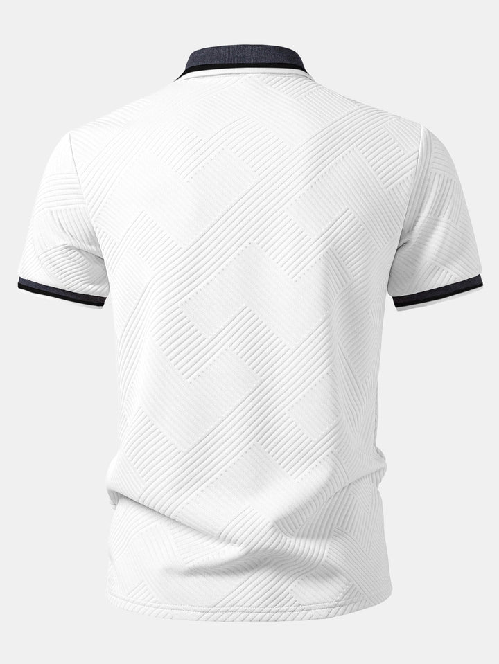 Contrast Trim Stripe Jacquard Polo