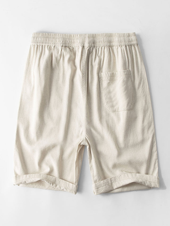Linnen Rayon Mix Knop-Up Shirt & Linnen Katoen Mix 11" Shorts