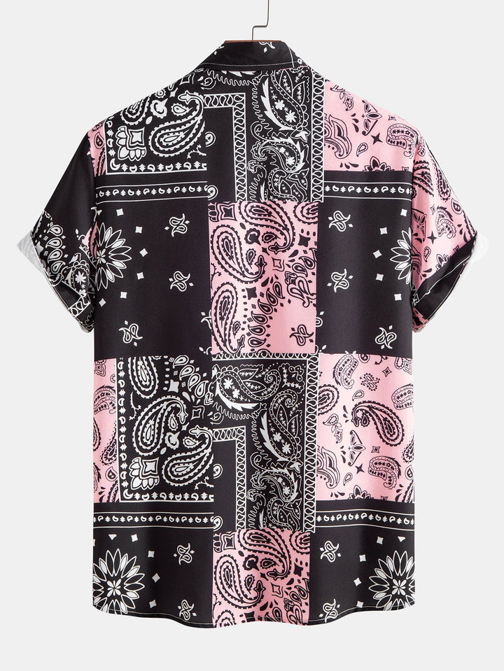 Paisley Print Knop-Up Shirt #Willekeurig patroon ontwerp# & Zwemshorts