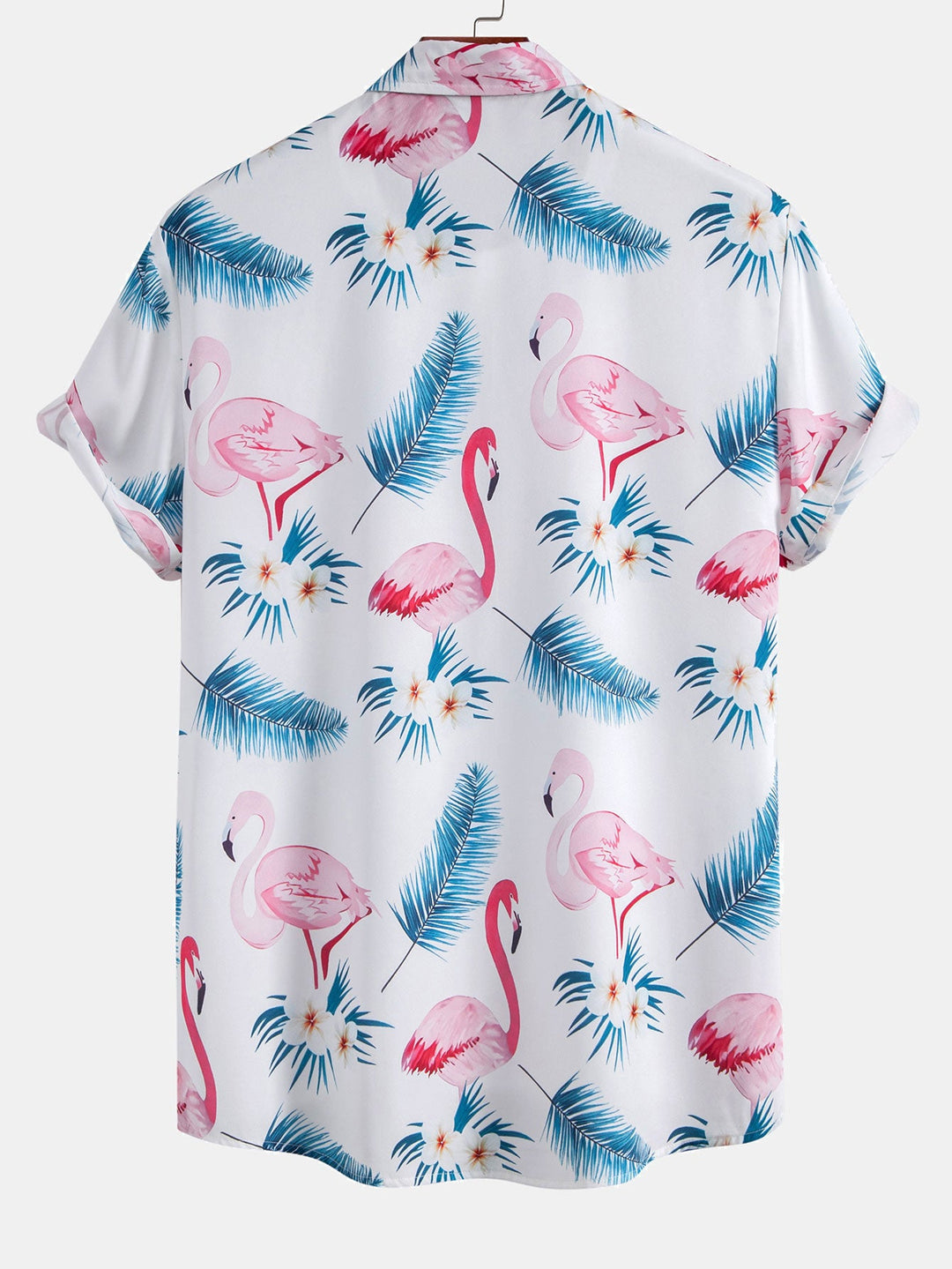 Flamingo Bladprint Overhemd met Knopen & Zwemshorts
