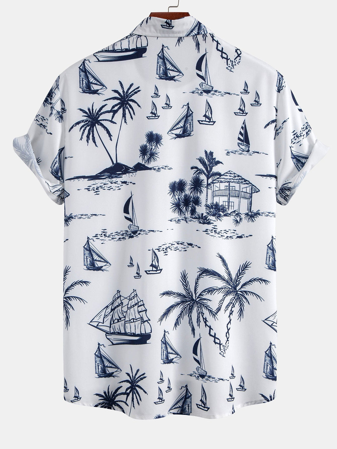 Island Sailing Print Knop-Up Shirt & Zwemshorts