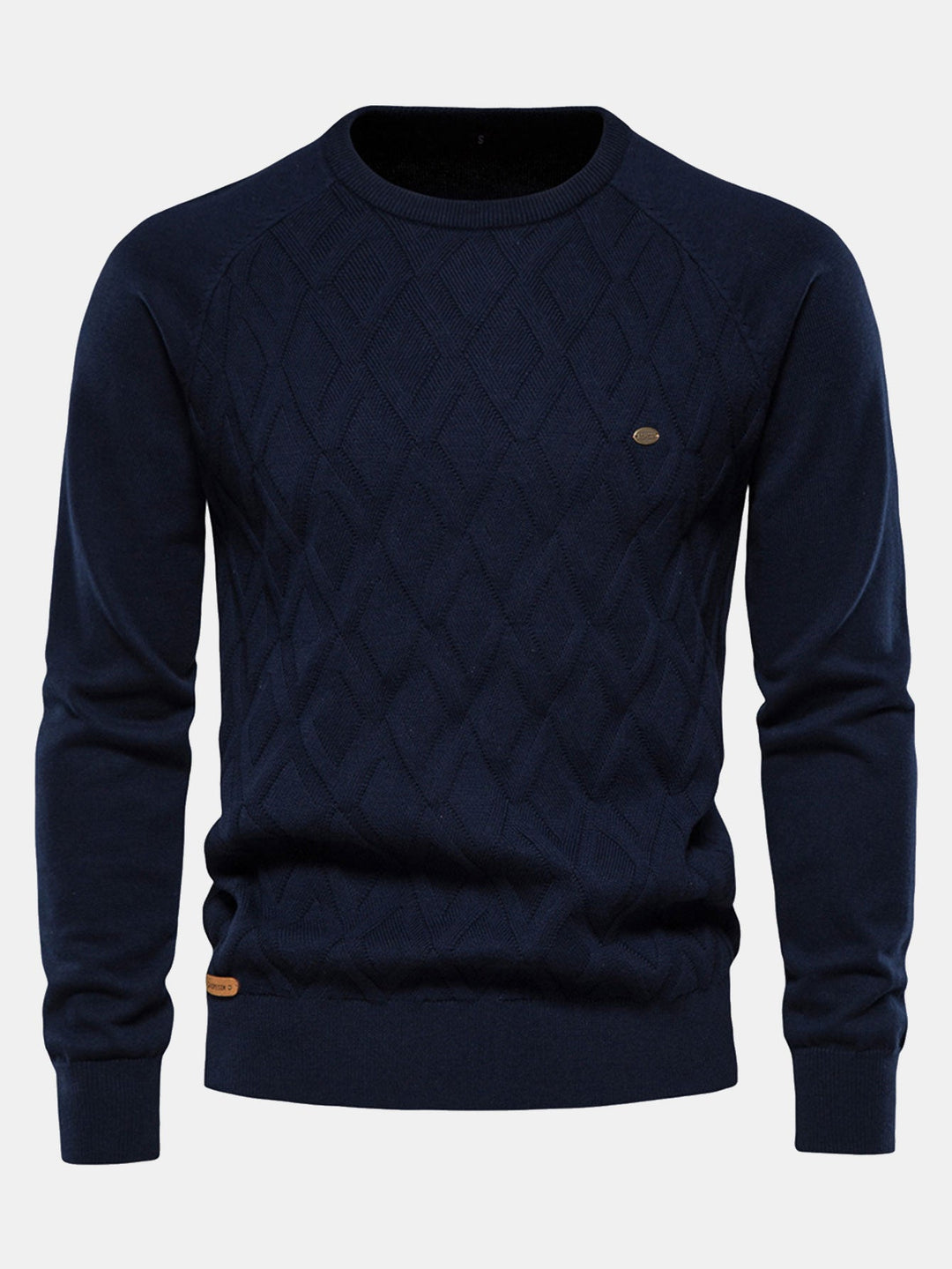 Geometry jacquard trui met ronde hals