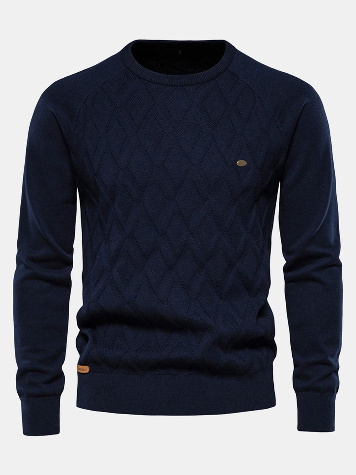 Geometry jacquard trui met ronde hals