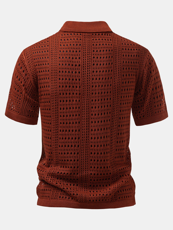 Gehaakt V-hals Polo Shirt