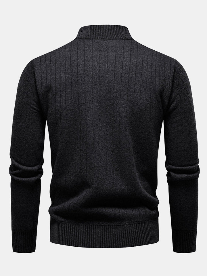 Stripe trui met kwart rits