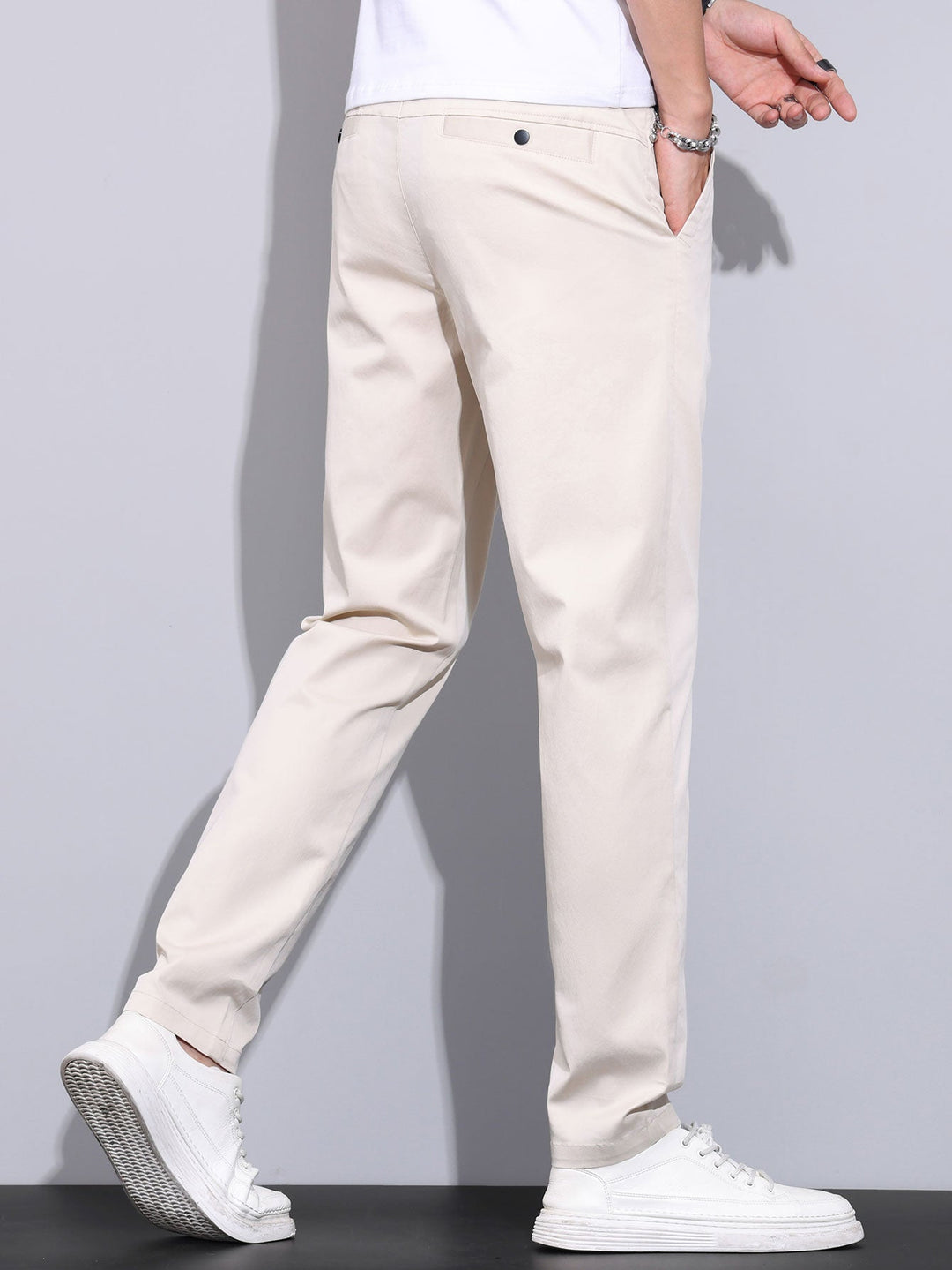 Rechte broek met elastische taille
