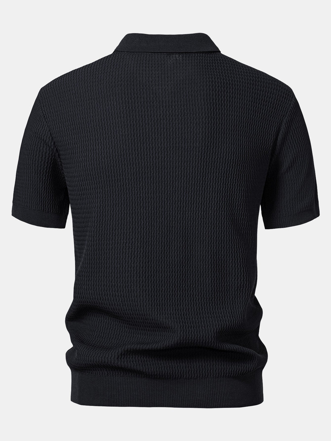 Wave Jacquard Gebreid V-hals Polo Shirt