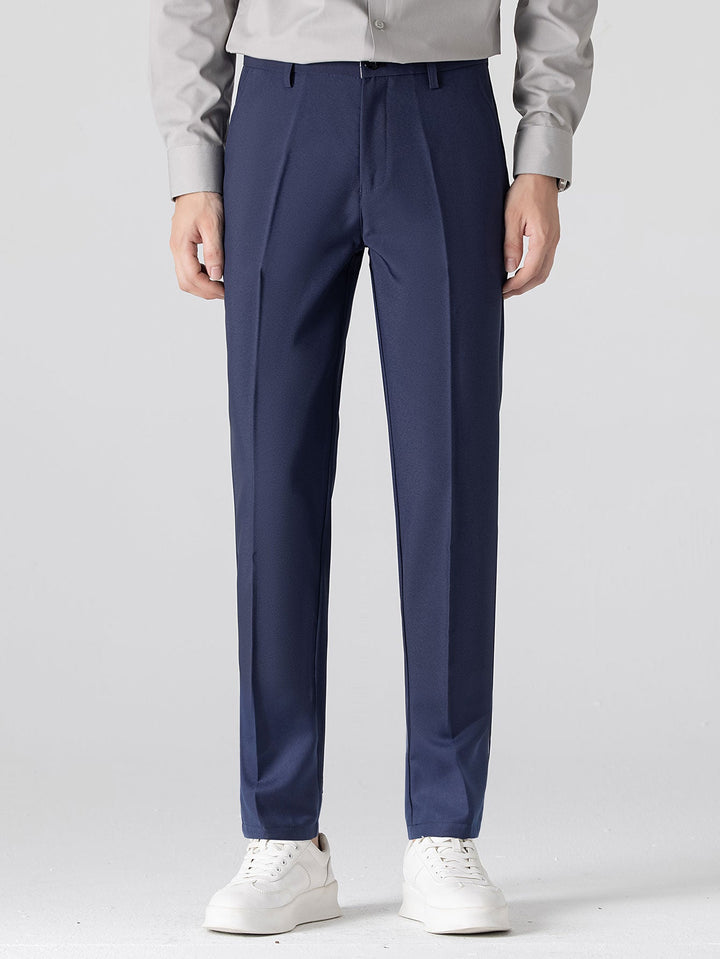 Textuurcontrast Gebreide V-hals Polo Shirt & Slim Fit Toegelopte Broek
