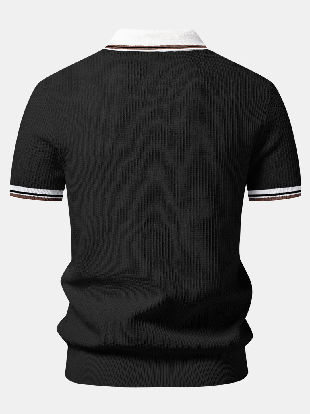 Contrast Trim Waffle Johnny Collar Knit Polo