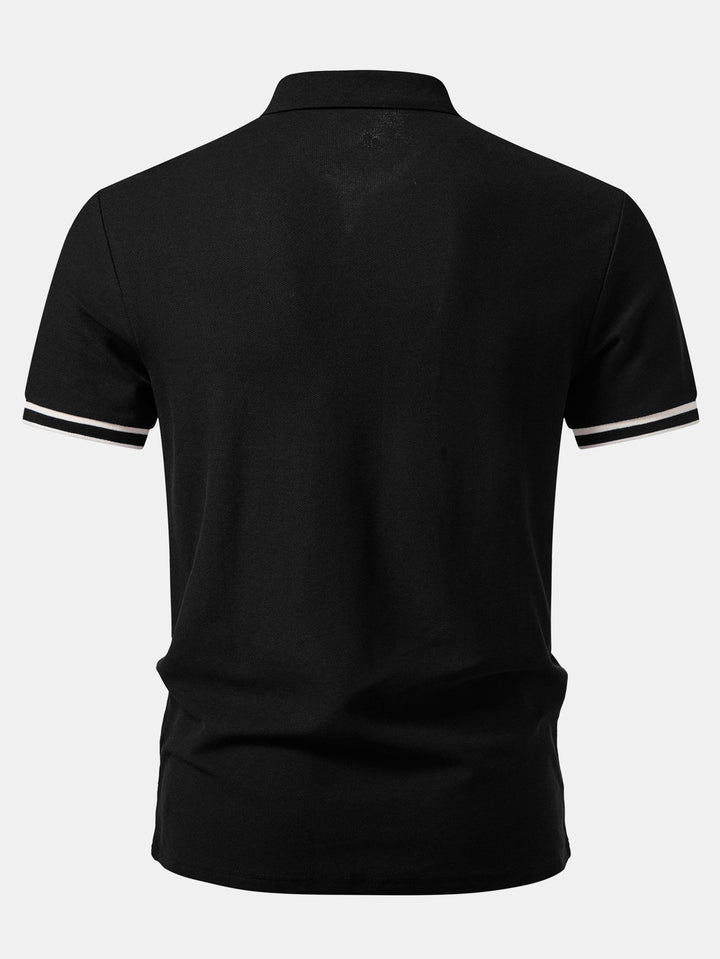 Contrast Trim Zipper Polo