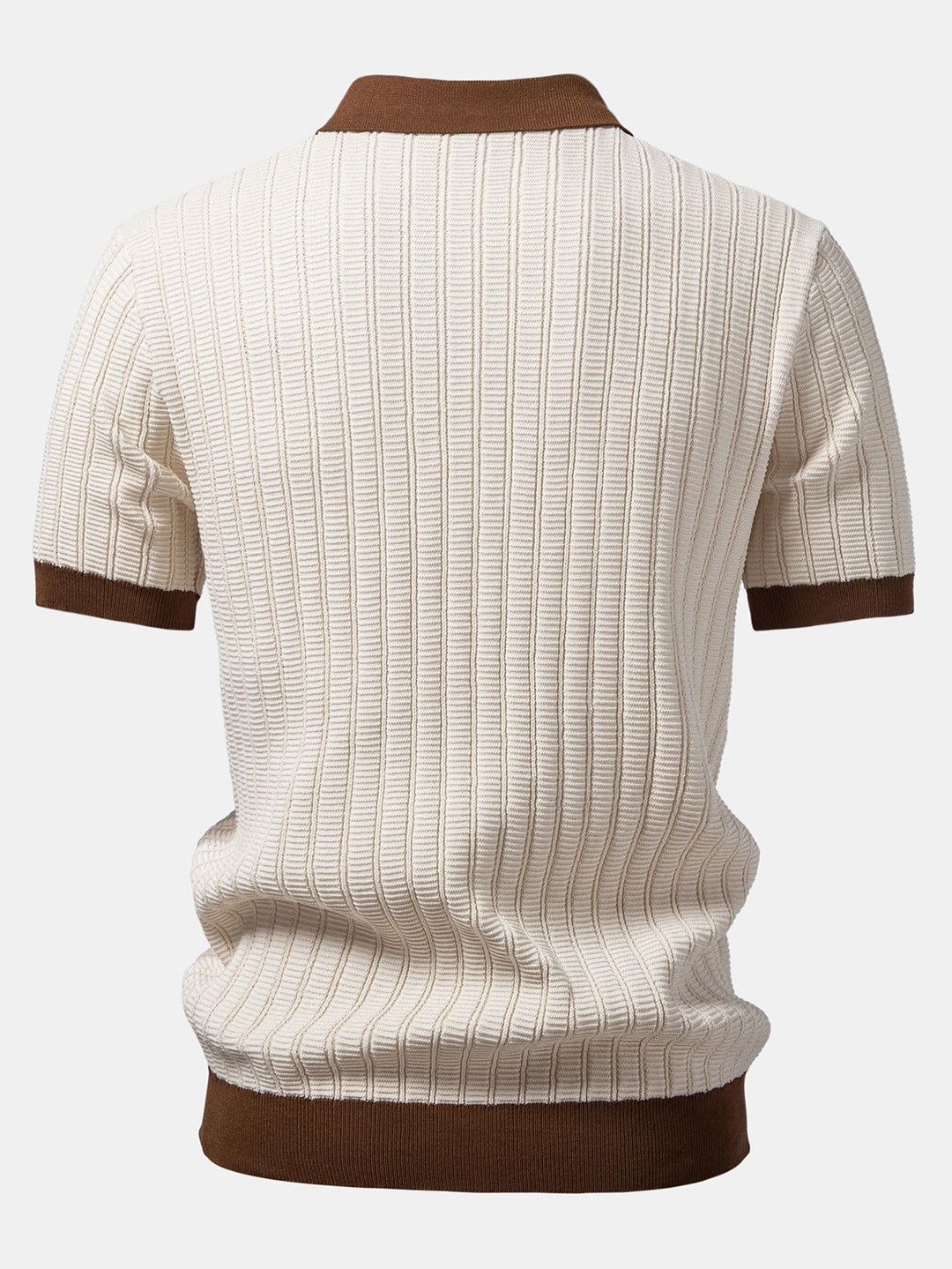 Contrast Textured Johnny Collar Knit Polo & Slim Fit Tapered Trousers