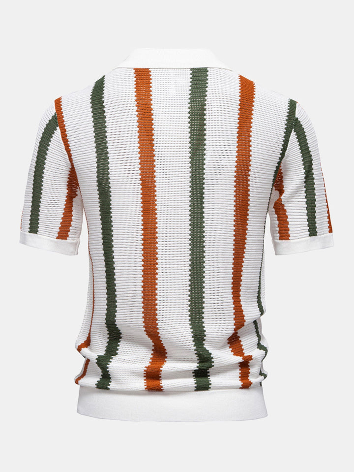 Gestreept Gebreid V-hals Polo Shirt