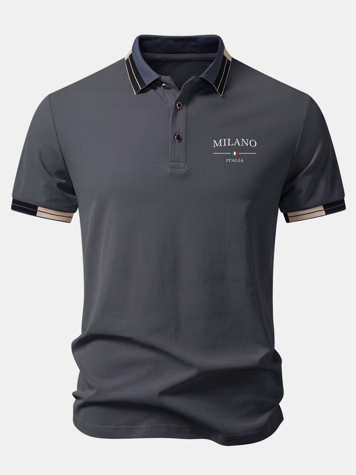 Milano Print Contrast Trim Polo
