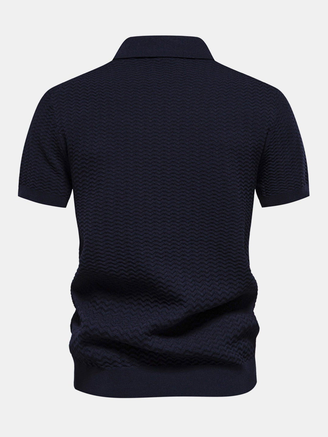 Contrast Textured Jacquard Gebreid Zip Up Polo Shirt