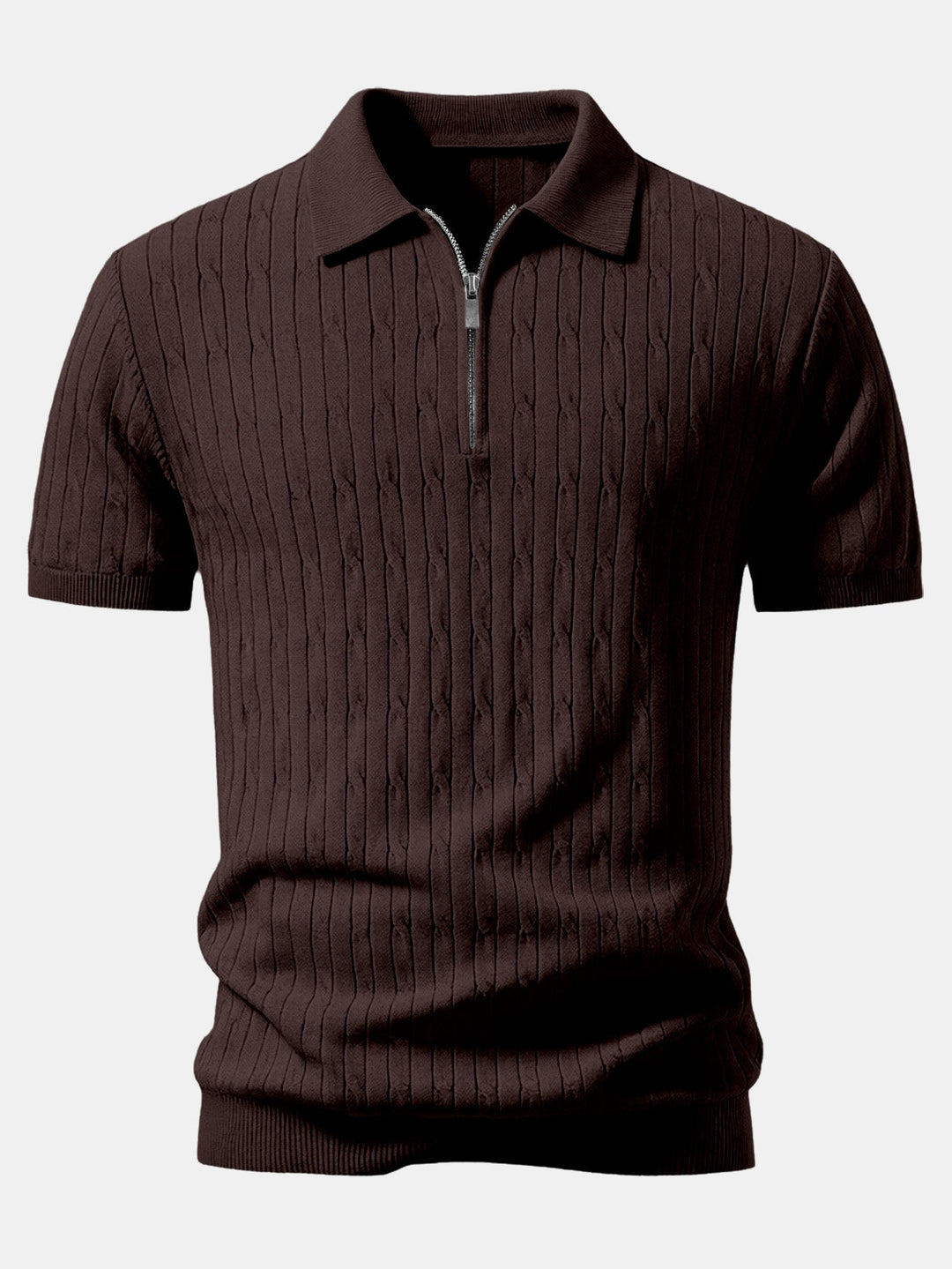 Twisted Jacquard Zipper Knit Polo & Slim Fit Tapered Trousers