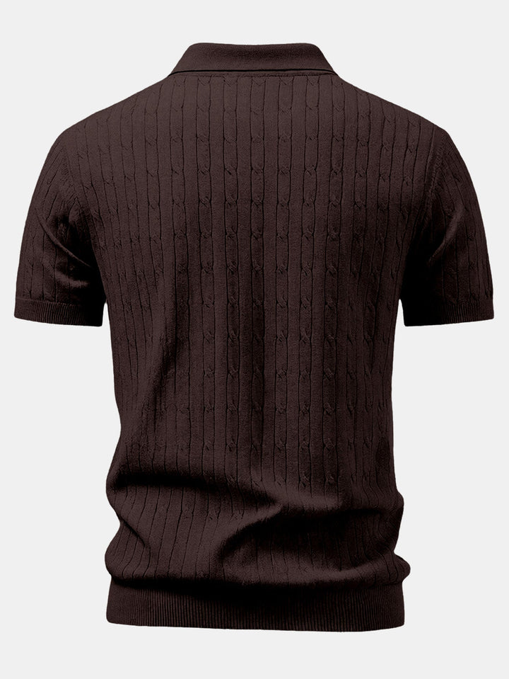 Twisted Jacquard Zipper Knit Polo & Slim Fit Tapered Trousers