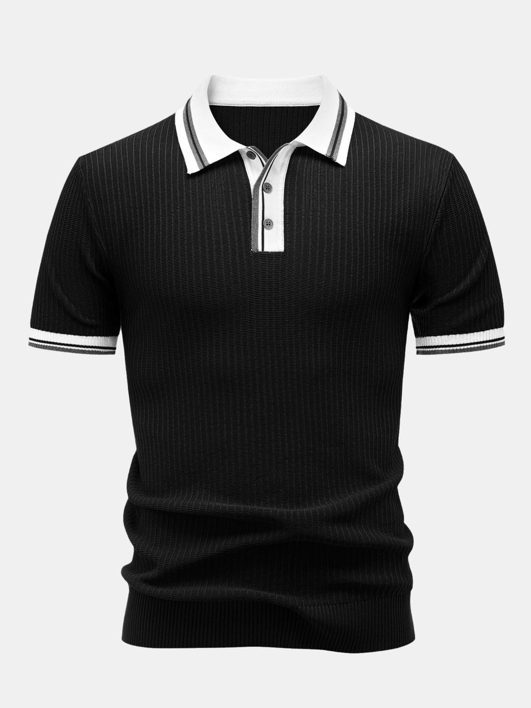 Contrast Trim Knit Polo Shirt & Slim Fit Tapered Trousers