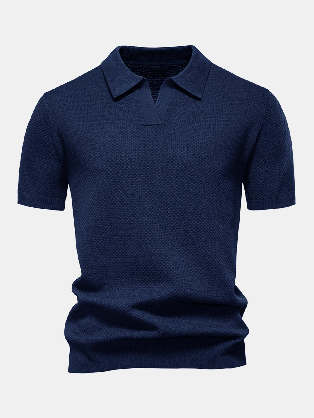 Ananasstructuur Gebreid V-hals Polo Shirt