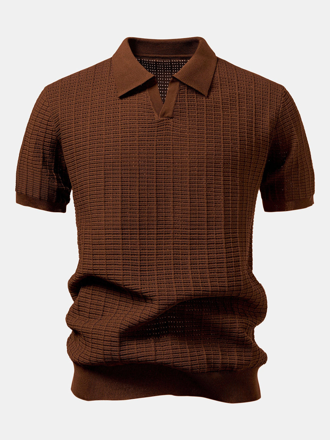 Textured Jacquard Johnny Collar Knit Polo