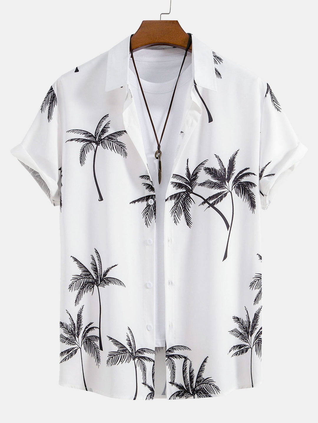 Palmboomprint Overhemd met Knopen & Zwemshorts