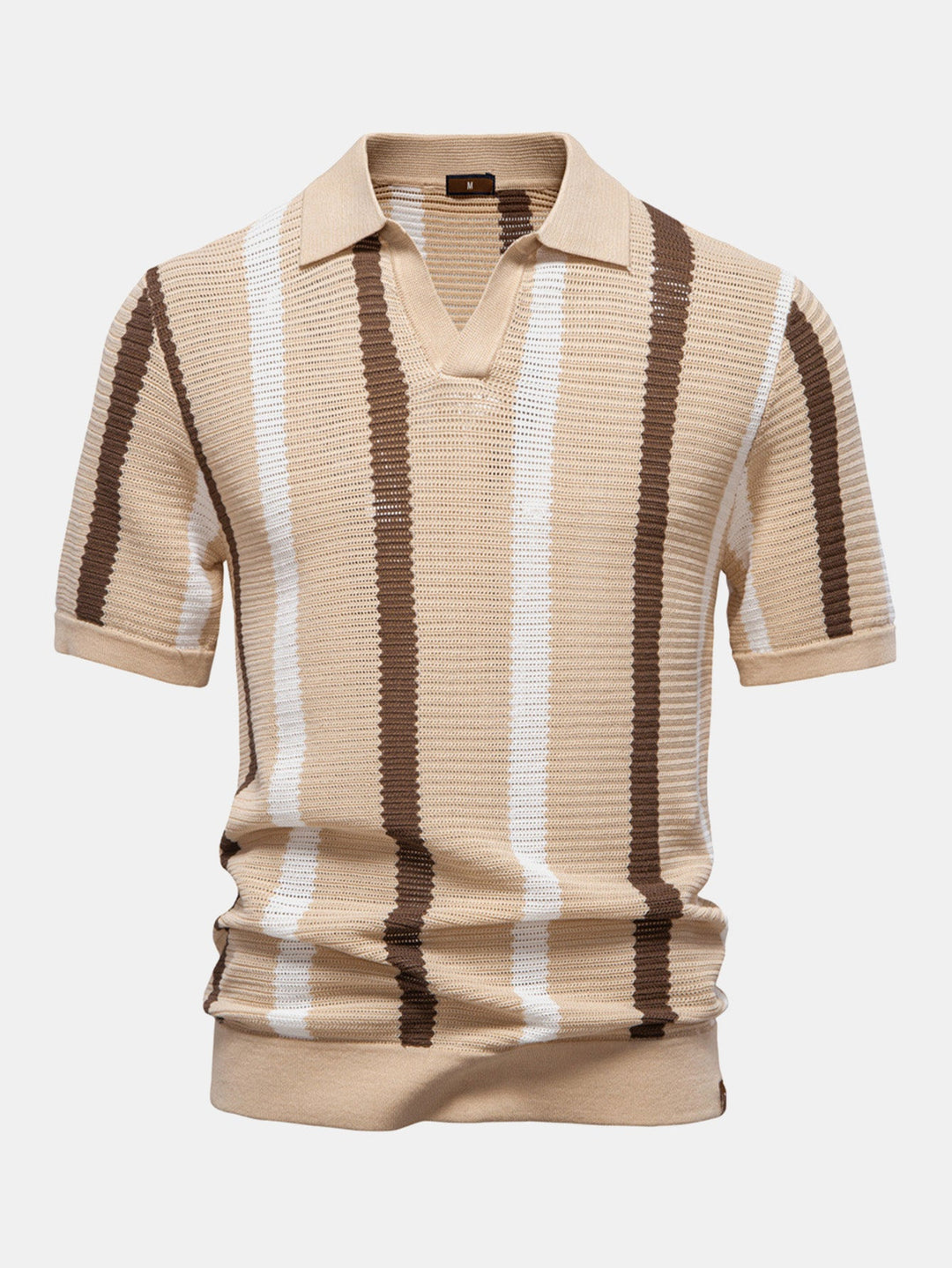 Gestreept Gebreid V-hals Polo Shirt