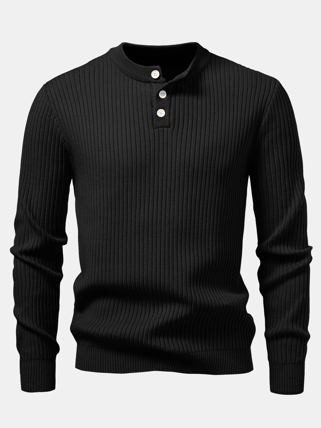 Geribbelde Henley Hals Trui