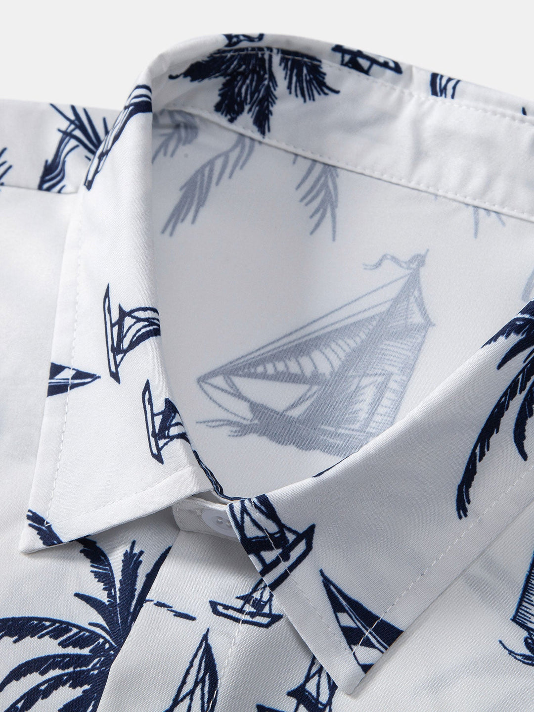 Island Sailing Print Knop-Up Shirt & Zwemshorts