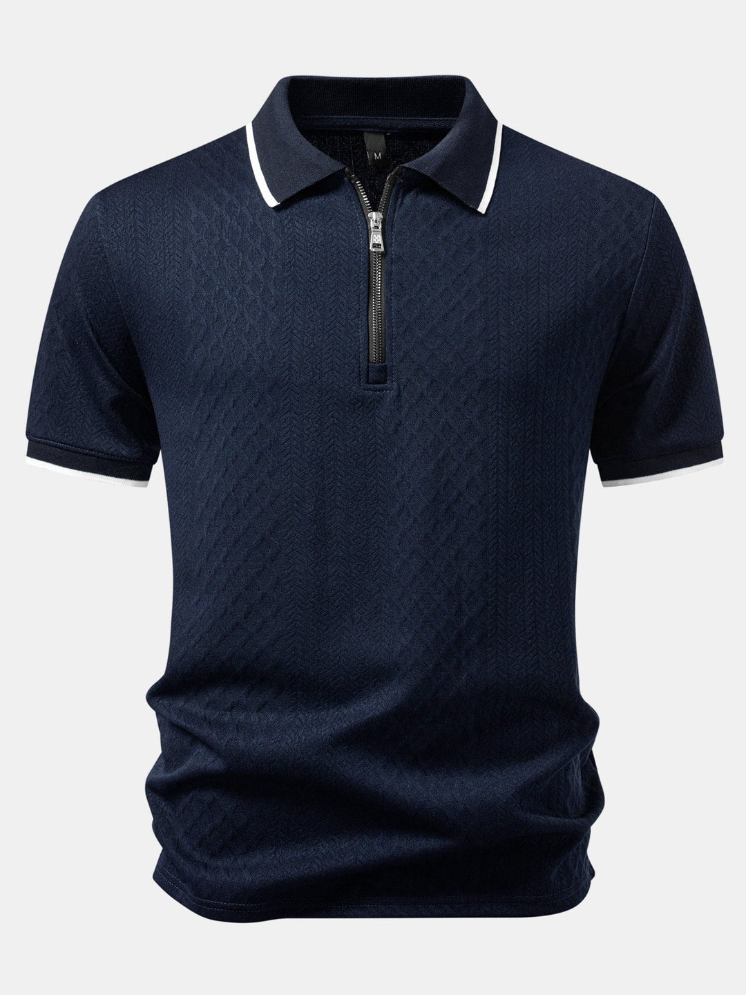 Geometric Jacquard Zipper Polo