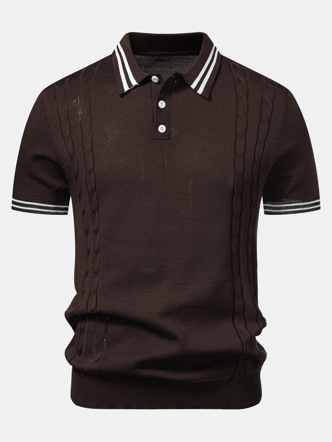 Contrast Trim Twisted Jacquard Knit Polo