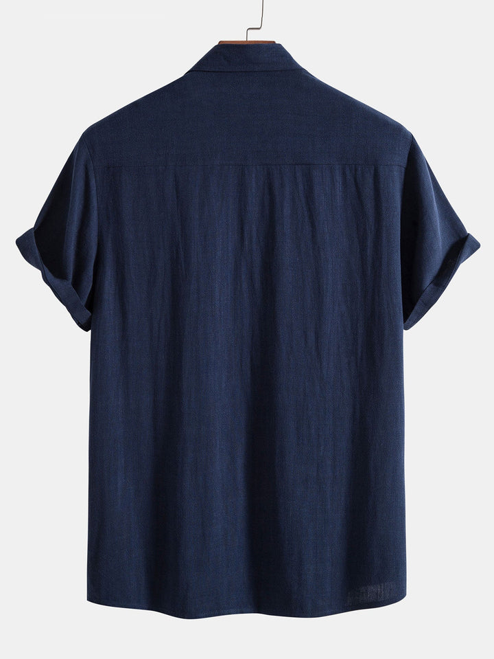 Linnen Rayon Mix Knop-Up Shirt & Linnen Katoen Mix 11" Shorts