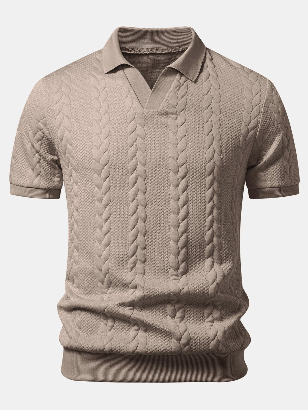 Twist Jacquard V Neck Polo