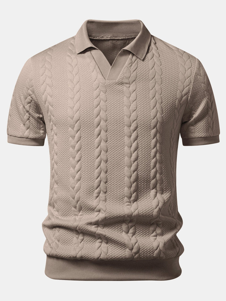 Twist Jacquard V Neck Polo