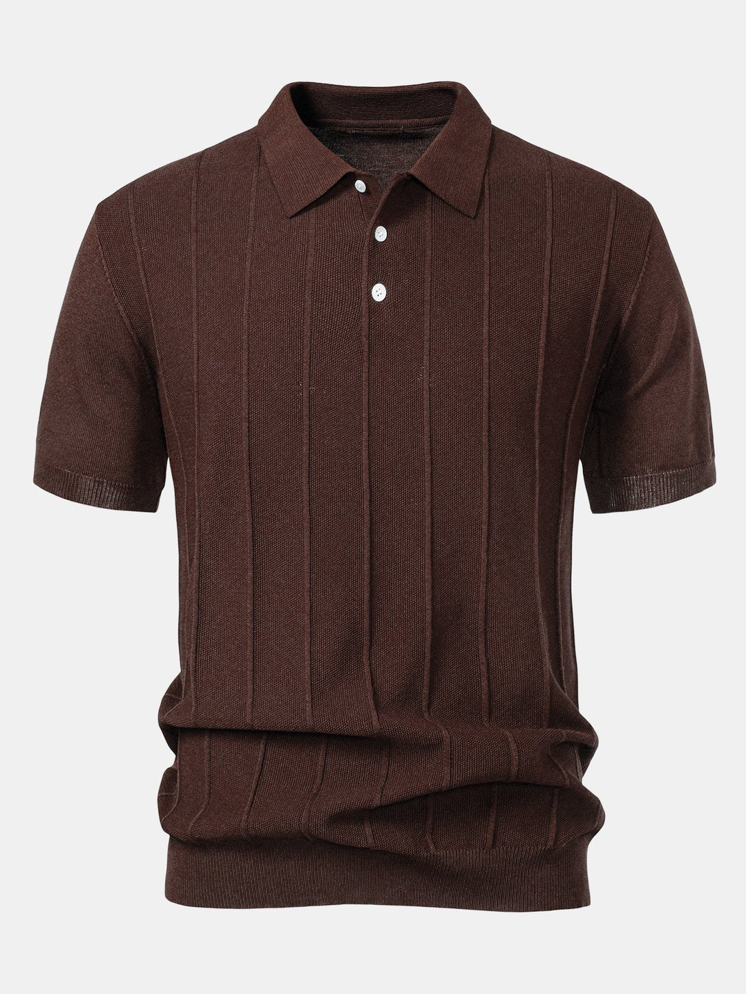 Stripe Jacquard Gebreid Polo Shirt & Rechte Ribbroek