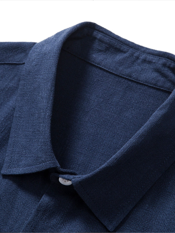 Linnen Rayon Mix Knop-Up Shirt & Linnen Katoen Mix 11" Shorts