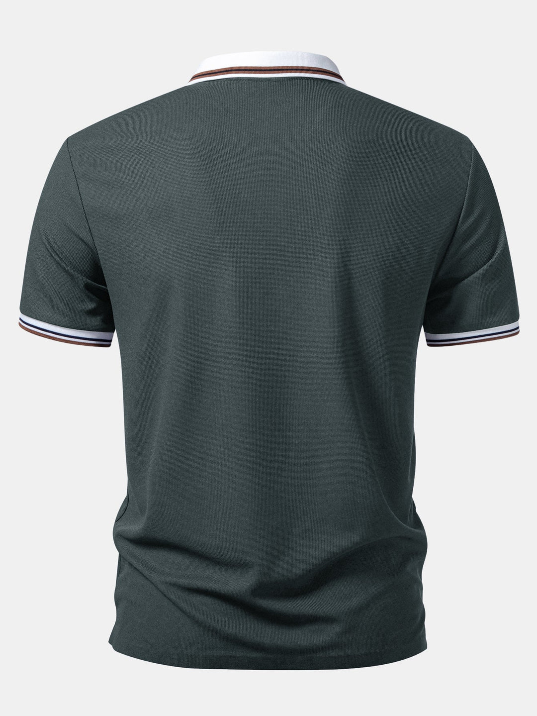 Contrast Trim Waffle Johnny Collar Polo
