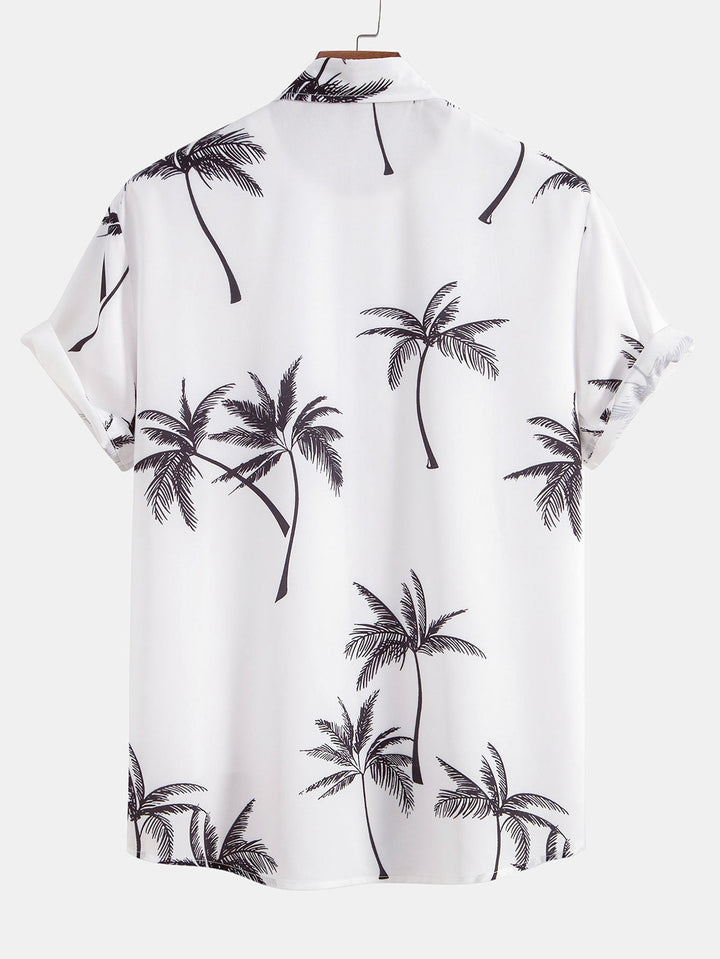 Palmboomprint Overhemd met Knopen & Zwemshorts