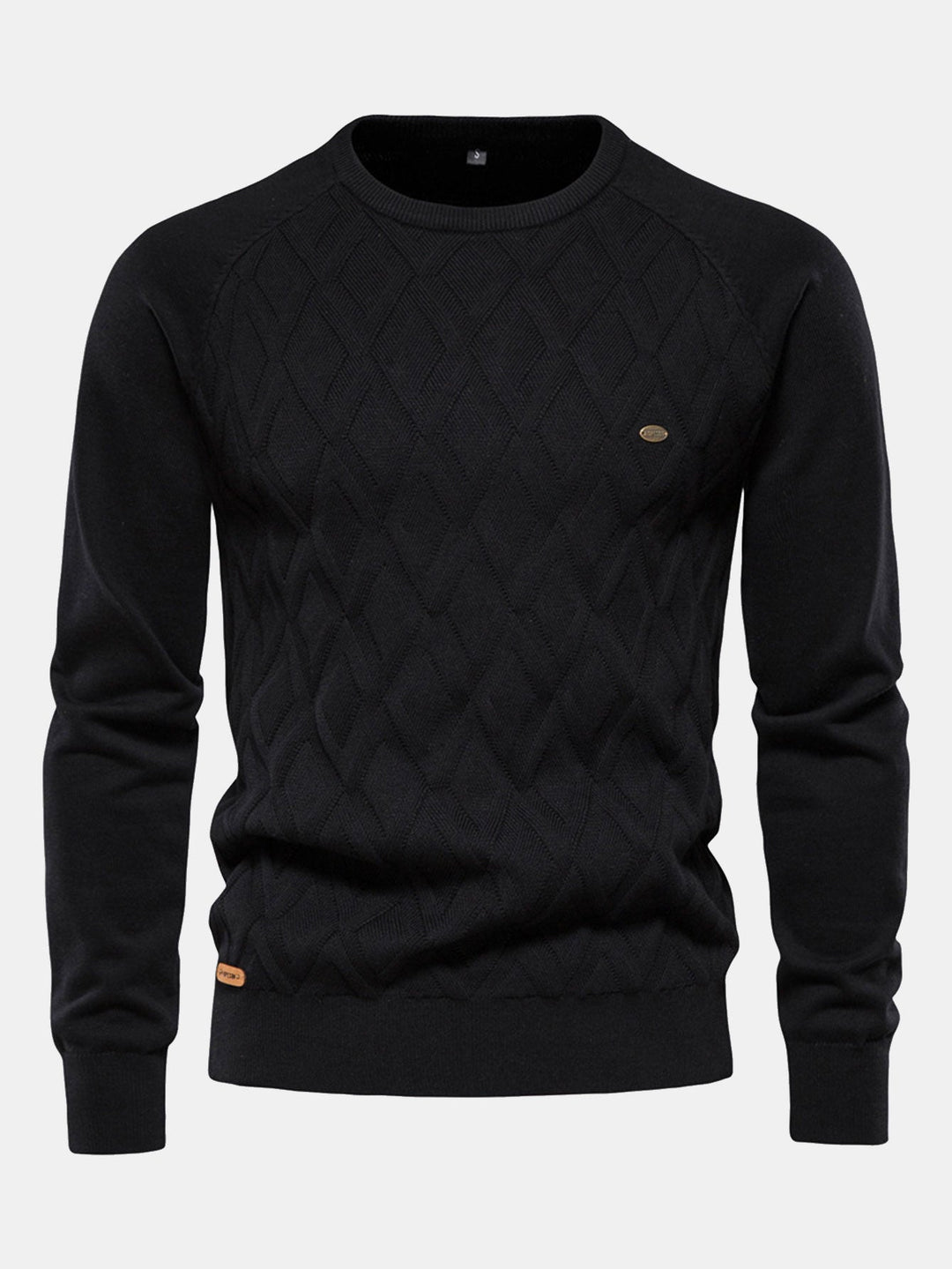 Geometry jacquard trui met ronde hals