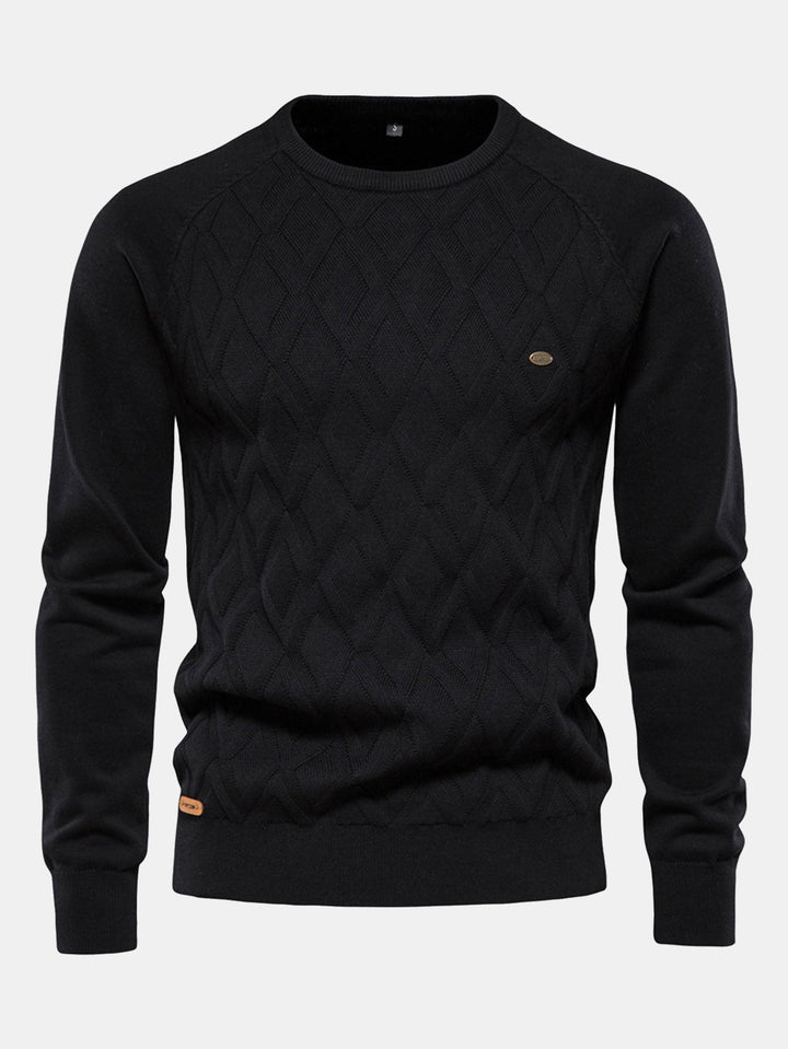 Geometry jacquard trui met ronde hals